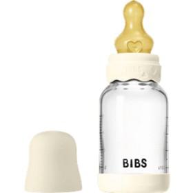 BIBS Glass Boheme Baby Bottle Round Latex Slow Flow Ivory 120 ml produkt bild