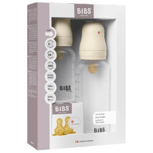 BIBS Grow and Flow Baby Bottle Round Latex Set Ivory 150 ml + 270 ml produkt bild