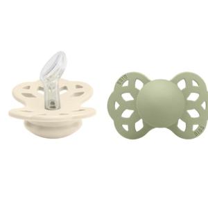 BIBS Infinity 2-pack Silicone Size 1 Anatomical Ivory/Sage produkt bild