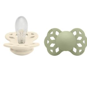 BIBS Pacifier Infinity Symmetrical Silicone Ivory/Sage Size 2 2pc produkt bild