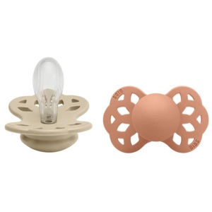 BIBS Infinity Silicone Symmetrical Size 2 Vanilla/Peach 2-pack produkt bild
