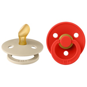 BIBS Pacifier Colour 2-pack Anatomical Latex Size 1, Vanilla/Candy Apple produkt bild