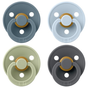 BIBS Pacifier Colour 4 Pack Latex Size 1 Petrol Sage Baby Blue Ir produkt bild