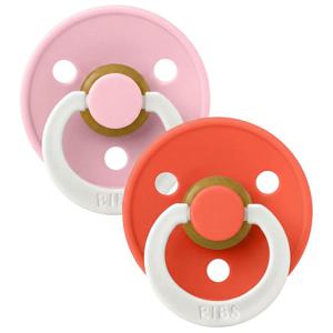 BIBS Pacifier Colour Latex Baby Pink Glow/Tango GLOW Size 2 2pcs produkt bild
