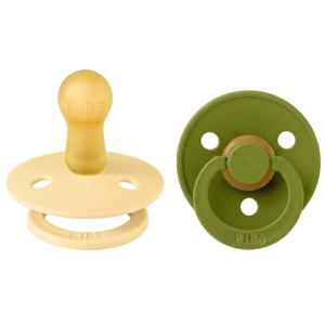 BIBS Pacifier Colour Latex Pale Butter/Wasabi Size 2 2pcs produktbillede