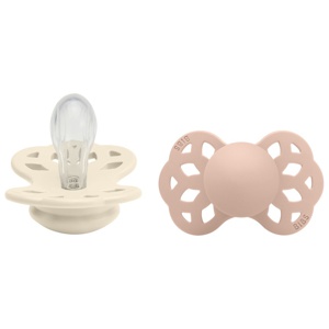 BIBS Pacifier Infinity Symmetrical Silicone Ivory/Blush Size 1 2pcs produktbilde
