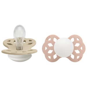 BIBS Infinity Silicone Symmetrical Size 1 Vanilla Glow/Blush Glow 2-pack produkt bild