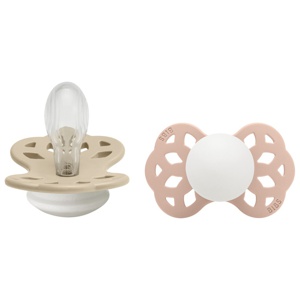 BIBS Pacifier Infinity Symmetrical Silicone Vanilla Glow/Blush Gl produkt bild