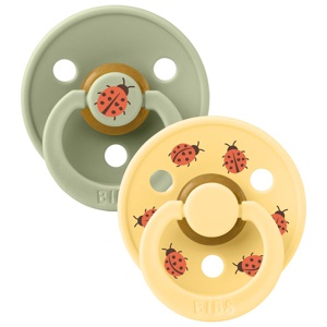 BIBS Pacifier Studio Colour 2-pack Ladybug Latex Size 3 Sage Mix produkt bild