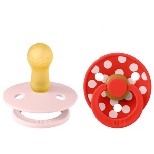 BIBS Pacifier Studio Colour Latex Polka Str. 2 Blossom/Candy Apple - 2 stk. produktbillede