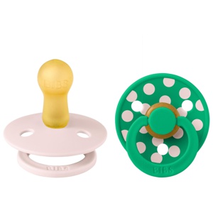 BIBS Pacifier Studio Colour Latex Polka Str. 2 Petal/Cactus - 2 stk. produktbillede