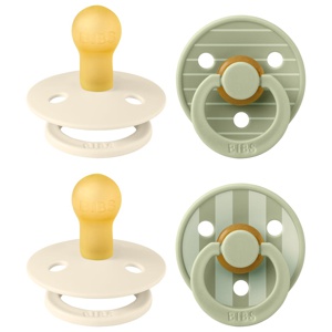 BIBS Pacifier Studio Colour 4-pack Latex Size 1, Pin Ivory Vanilla Mix/Pin Sage Mix produkt bild