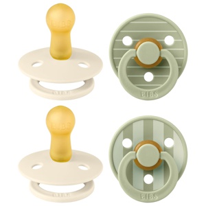 BIBS Pacifier Studio Colour 4-pack Latex Size 2, Pin Ivory Vanilla Mix/Pin Sage Mix produkt bild
