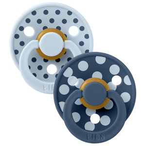 BIBS Pacifier Studio Colour Polka Latex Size 1 Baby Blue/Steel Blue 2 st produkt bild