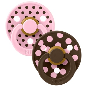 BIBS Pacifier Studio Colour Polka Latex Size 1 Baby Pink/Mocha 2 st produkt bild