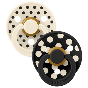 BIBS Pacifier Studio Colour Polka Latex Size 2 Ivory/Black 2 st produkt bild