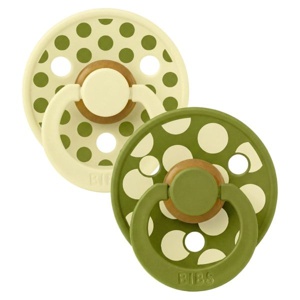 BIBS Pacifier Studio Colour Polka Mix Latex Luna/Wasabi Size 2 2p produktbillede