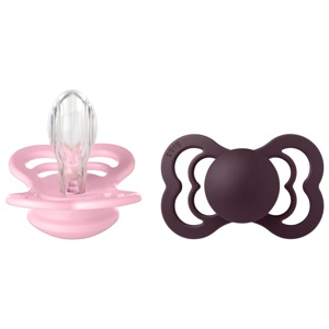 BIBS Pacifier Supreme Silicone Str. 2 Baby Pink/Plum - 2 stk. produktbillede