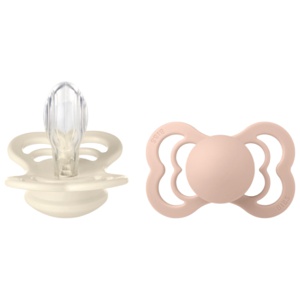 BIBS Supreme Silicone Smokk Str. 2, 6-18 mnd, ivory/blush, 2 stk. produktbilde