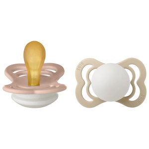 BIBS Pacifier Supreme Latex Blush Glow/Vanilla Glow Size 1 2 st produkt bild