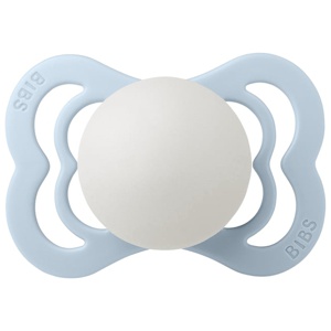 BIBS Pacifier Supreme Silicone 0+ månader Size 1 Baby Blue GLOW produkt bild