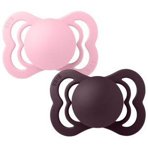 BIBS Pacifier Supreme Silicone Size 1 Baby Pink/Plum 2 st produkt bild