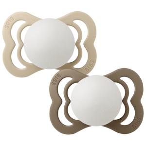 BIBS Pacifier Supreme Silicone Size 1 Vanilla Glow/Dark Oak Glow 2 st produkt bild