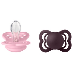 BIBS Pacifier Supreme Silicone Str. 1 Baby Pink/Plum - 2 stk. produktbillede