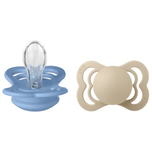 BIBS Pacifier Supreme Silicone Str. 1 Vanilla/Sky Blue - 2 stk. produktbillede
