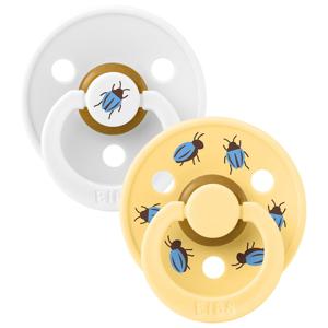BIBS Studio Colour Pacifier Beetle Mix 2 pack Latex Size 2 Round White/Pale Butter produkt bild