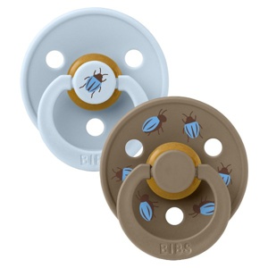 BIBS Studio Colour Pacifier Beetle Mix Latex Round Baby Blue/Dark produktbillede