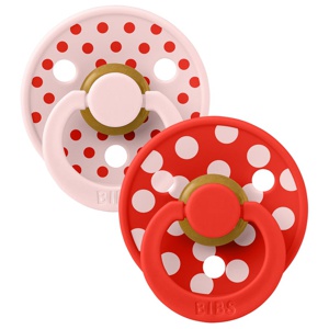 BIBS Studio Colour Polka Latex Anatomical Size 1 Blossom/Candy Apple 2-pack produkt bild