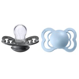 BIBS Supreme 2-pack Silicone Size 1 Iron/Baby Blue produkt bild