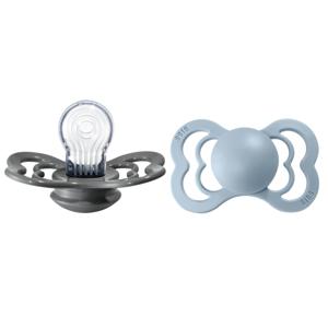 BIBS Pacifier Supreme Silicone Iron/Baby Blue Size 2 2 st produkt bild