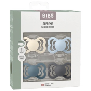 BIBS Supreme Latex Size 2 Ivory/Baby Blue/Petrol/Iron 4-pack produkt bild