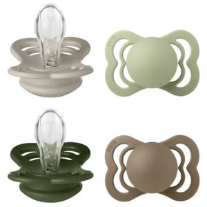 BIBS Supreme Silicone Size 1 Sand/Sage/Hunter green/Dark Oak 4-pack produkt bild