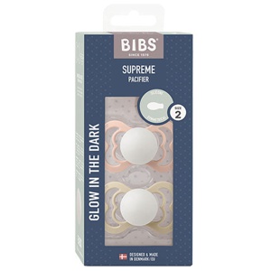 BIBS Pacifier Supreme 2 PACK Silicone Size 2 Blush GLOW/Vanilla G produktbillede