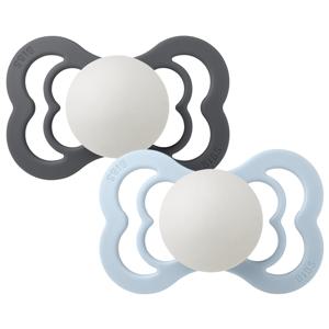 BIBS Supreme Silicone Size 2 Iron Glow/Baby Blue Glow 2-pack produkt bild