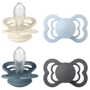 BIBS Supreme Silicone Size 2 Ivory/Baby Blue/Petrol/Iron 4-pack produkt bild