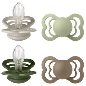 BIBS Supreme Silicone Size 2 Sand/Sage/Hunter green/Dark Oak 4-pack produkt bild