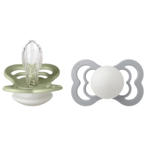 BIBS Supreme Silicone 6+ mdr 2-pak   Sage GLOW/Cloud GLOW produktbilde