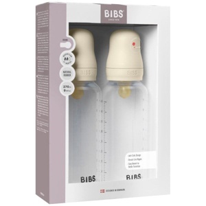 BIBS Baby Plast Bottle Naturgummi Medium Flow Ivory 2-pak produktbillede