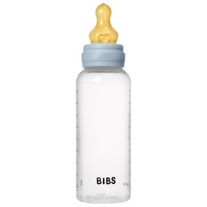 BIBS Sutteflaske Medium Flow Latex Baby Blue 270 ml produktbillede