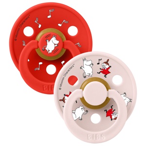 Bibs x Moomin Pacifier Colour 2-pack Dancing Latex Size 1, Candy Apple Mix produkt bild
