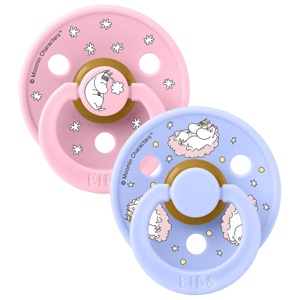 BIBS x Moomin Pacifier Colour Dreaming Latex Size 2 Baby Pink mix 2-pack produkt bild