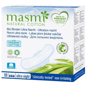 Bio Binden Ultra Nacht 100% Bio Baumwolle Masmi, 10 St n.v. Produktbild