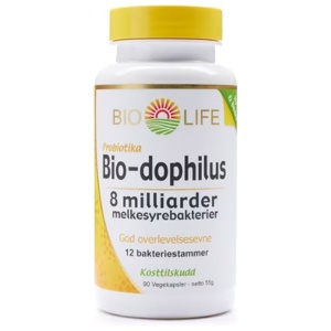 Bio Life Bio-Dophilus – 90 kapsler med 12 bakteriestammer og prebiotiske fibre produktbilde