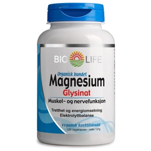 Bio Life Magnesium Glysinat 120 kapsler produktbilde