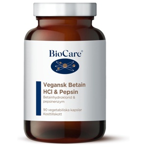 BioCare Vegansk Betain HCL & Pepsin 90 kapslar produkt bild