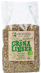 Biofood Gröna linser 500 g produkt bild